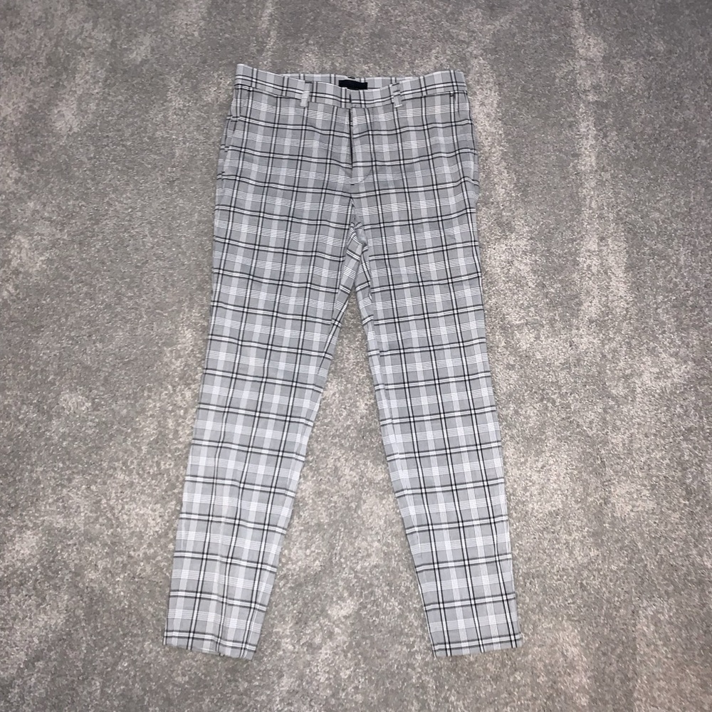 H&M Slim Fit Plaid Crop Slacks